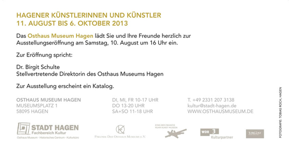 Einladungskarte Hagener Künstler, Osthaus Museum Hagen, 2013_back